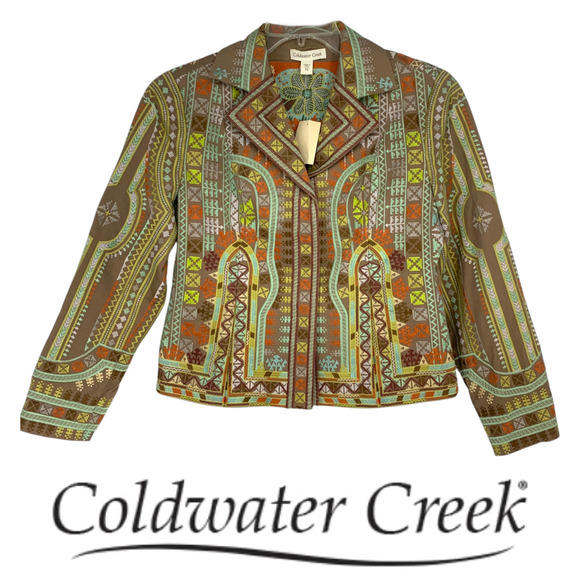 NEW Coldwater Creek Sz 8P Petite Fully Embroidered Jacket Bohemian Byzantine NWT - Picture 1 of 8